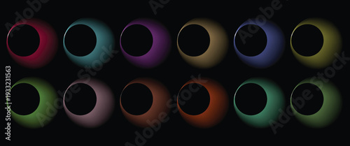 Set color circle gradient noise gradation. Abstract colorful watercolor blur mesh on isolated transparent background. Circle shape png.