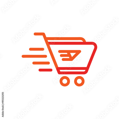 Minimalist Abstract Cart and Arrow Logo for Fast Shopping