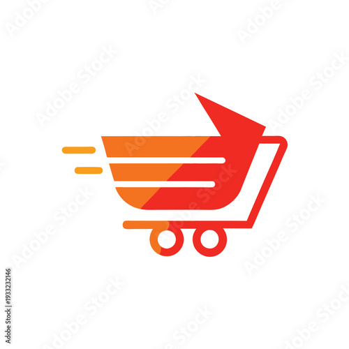 Minimalist Abstract Cart and Arrow Logo for Fast Shopping