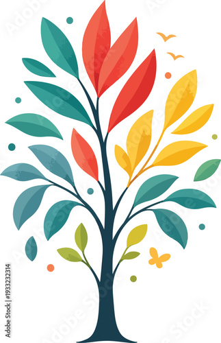 Emotional Balance Tree Vector – Mental Wellness, Personal Growth and Psychological Harmony Concept Illustration