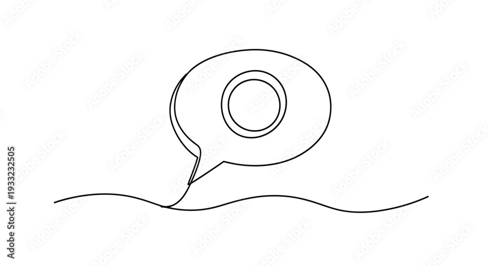 Obraz premium Continuous Line Drawing of Speech Bubble with Abstract Sound Wave Circles