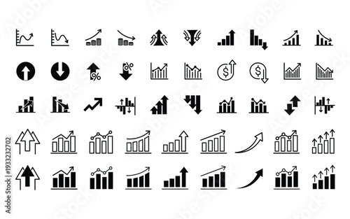 Growth and Analytics Editable Icons set. Vector illustration in modern thin line style of business icons: diagrams, graphs, financial profits, progress. Pictograms and infographics