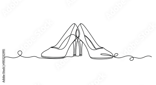Continuous line drawing of elegant high heel shoes for fashion and glamour concept