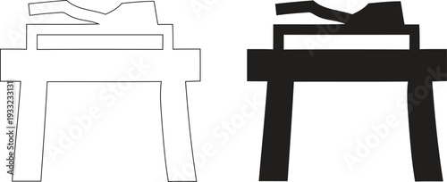 Modern Office Desk Workstation Icon, Professional Workspace Table Symbol, 4k High Quality Minimalist Furniture Vector Illustration