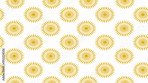 A vibrant yellow sunburst pattern on a clean white background.
