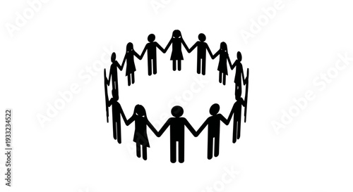 Group of people holding hands in a circle symbolizing unity and teamwork.