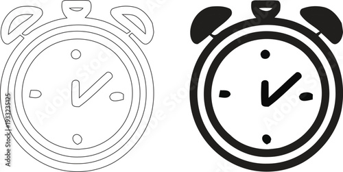 Classic Alarm Clock Icon for Time Management, Morning Wake Up and Deadline Reminder Symbol, 4k High Quality Minimalist Vector Illustration