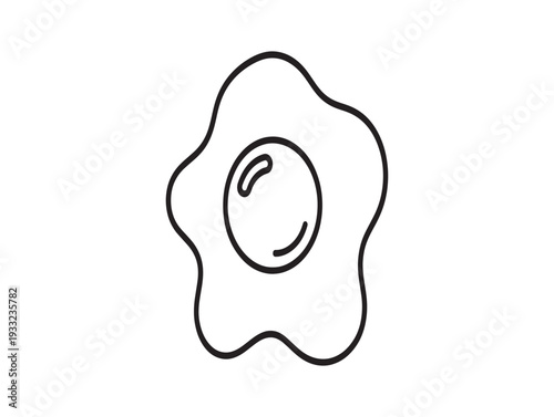 A simple line drawing of a fried egg on a white background