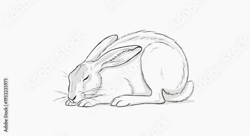 A serene rabbit illustration in a peaceful pose, showcasing a minimalist design style.