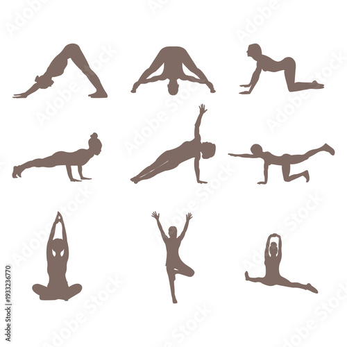 Yoga Poses Silhouettes Collection