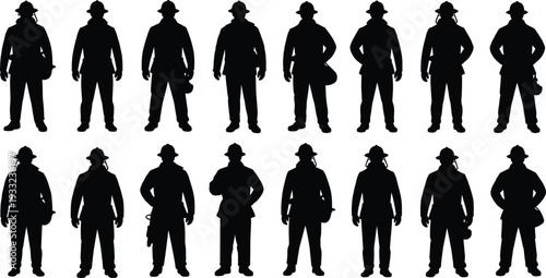  Collection of Diverse Firefighter Silhouettes: Brave Emergency Responders