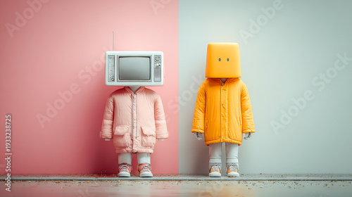 People with technology heads representing digital duality