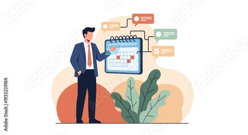 Man in Suit Holding Calendar Illustration.