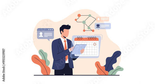 Man in Suit Holding Tablet and Stylus.