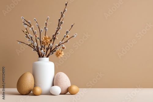 Conceptual Easter Celebration with Muted Color Palette and Symbolic Elements