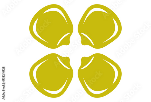Yellow corn kernels vector icon arranged in cross shape pattern