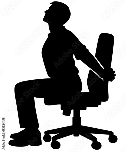 Seated Chest Opener Desk Stretch - Office Chair Shoulder Yoga Pose Silhouette

