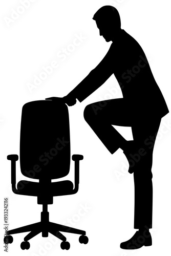 Standing Figure Four Stretch - Office Chair Hip Yoga Pose Wellness Silhouette
