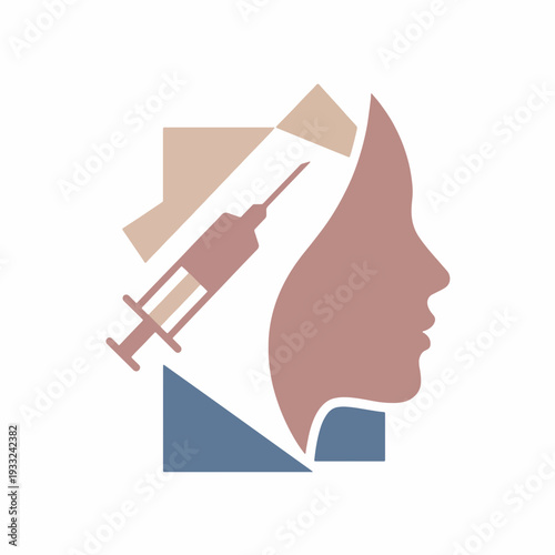 Anti-Aging Treatment Concept with Syringe and Profile Silhouette