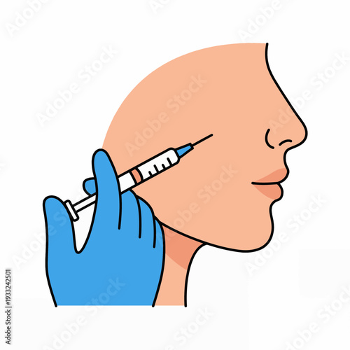 Gloved Hand Administering Injection to Face in Medical Setting