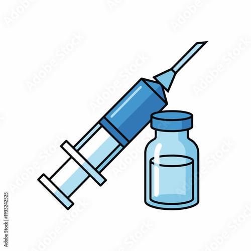 Cosmetic injection syringe and vial icon in a modern, colorful style