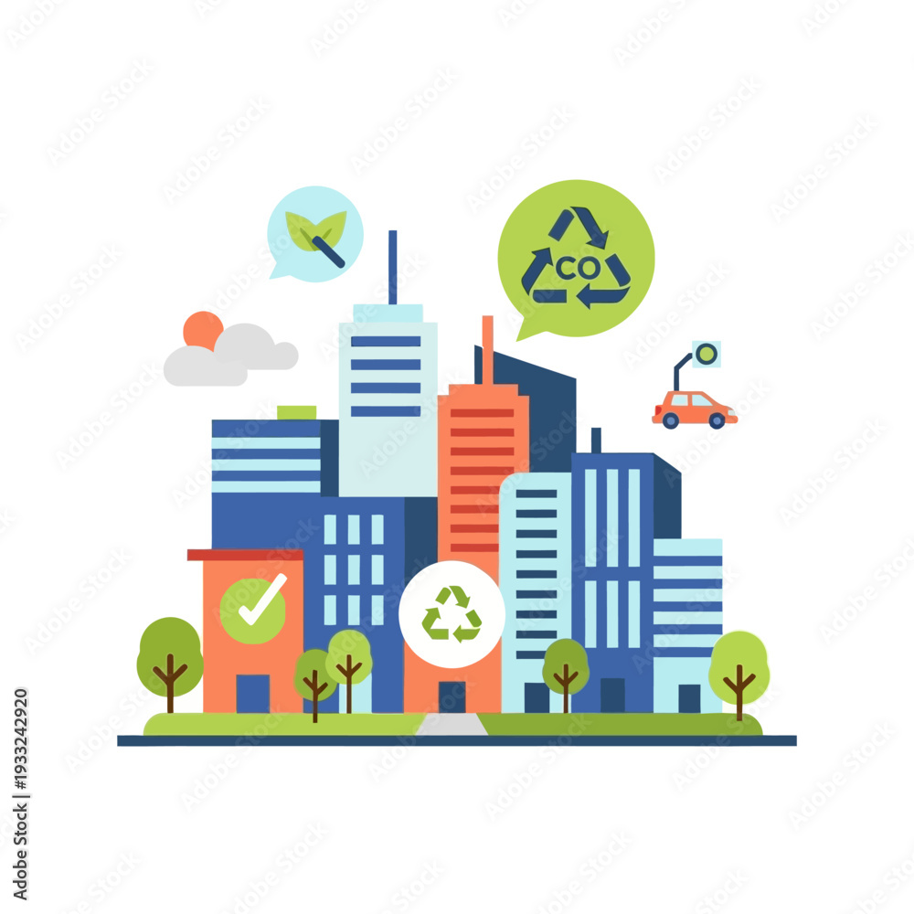 Obraz premium Eco Friendly City Recycling Concept.