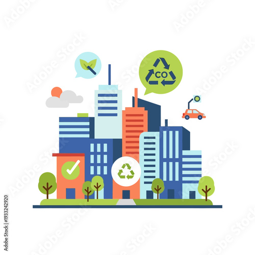 Eco Friendly City Recycling Concept.