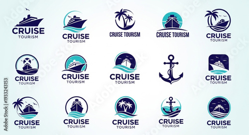 Collection of Cruise Logos - Various Designs for Travel and Tourism.