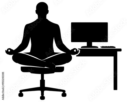 Seated Gyan Mudra Meditation - Office Chair Mindfulness Yoga Pose Silhouette