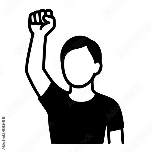 Man showing protest black white icon