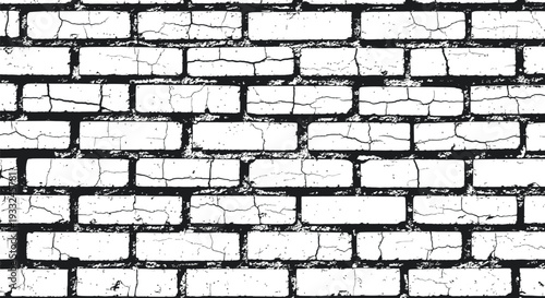 Black and white image of a brick wall with distressed texture
