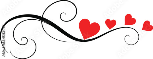 Romantic floral flourish heart ornament vector illustration	