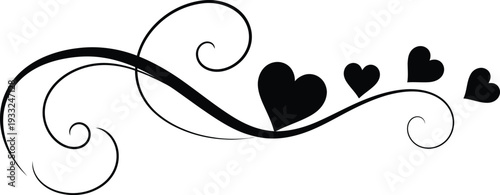 Romantic floral flourish heart ornament vector illustration	