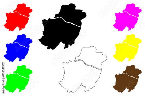 Zaragoza city (Kingdom of Spain) map vector illustration, scribble sketch Saragossa map