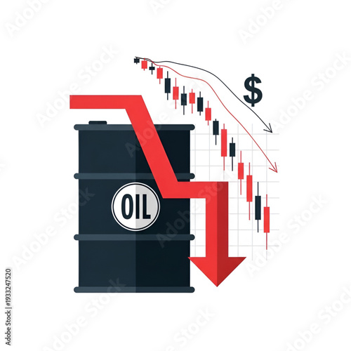Crude oil market crash vector with downward financial graph
