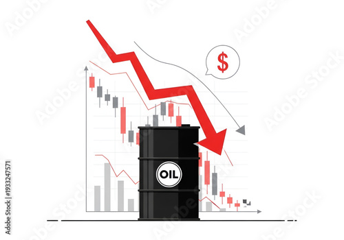 Energy market stock drop and oil refinery production cut