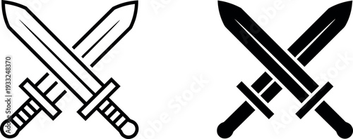Crossed swords icon vector graphics sword symbol