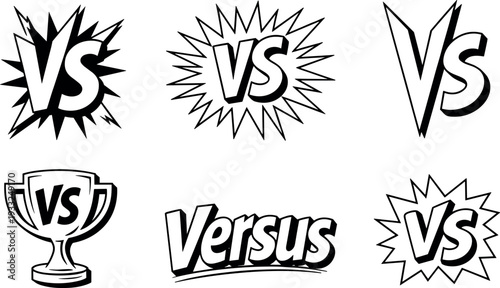 Versus graphic design elements competition comparison vector illustrations