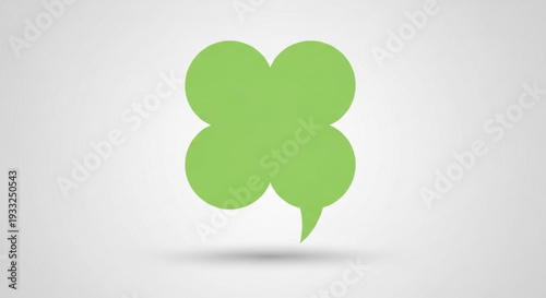 Green speech bubble icon with three rounded shapes on transparent background