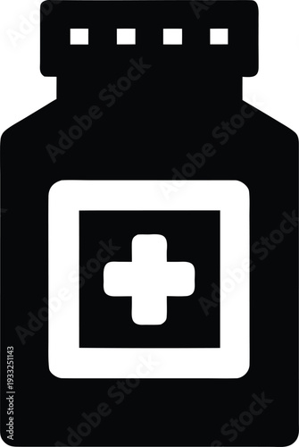 nail health vitamin bottle silhouette vector illustration on transparent background