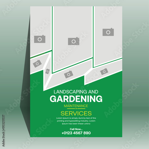 Premium Lawn Care and Garden Service Flyer Design Template, Eco Green Landscaping and Lawn Care Advertising Poster