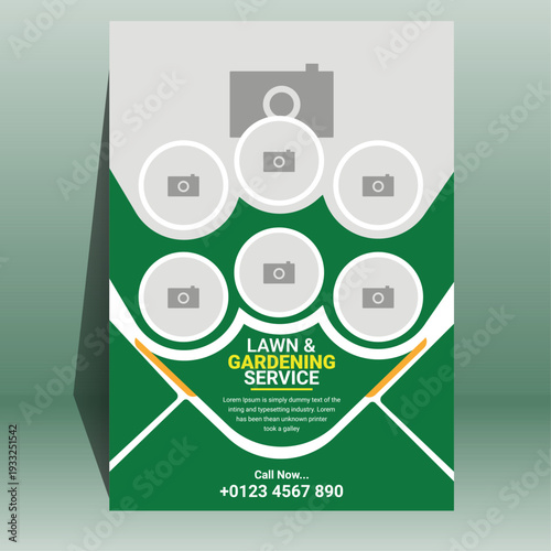 Premium Lawn Care and Garden Service Flyer Design Template, Eco Green Landscaping and Lawn Care Advertising Poster