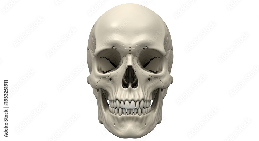 Fototapeta premium A detailed human skull model on a white background for medical or educational purposes