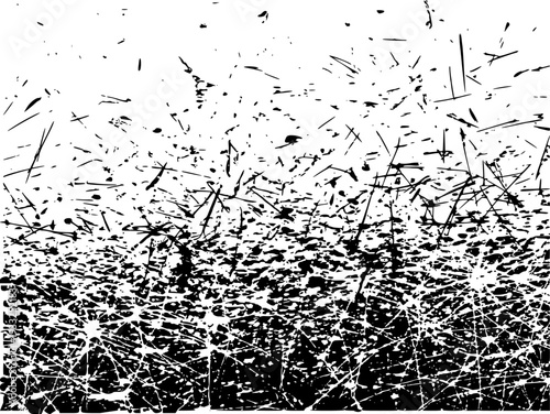 Black ink splatters and scratches white background abstract texture grunge