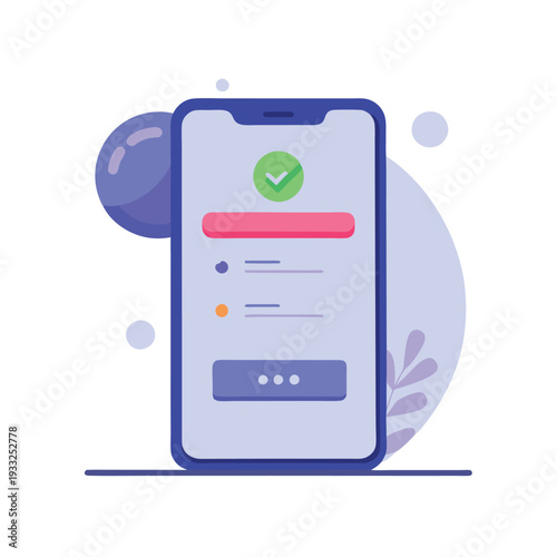 Mobile phone displaying a secure login verification interface with green checkmark.
