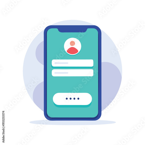 Illustration of a mobile login interface with user profile icon