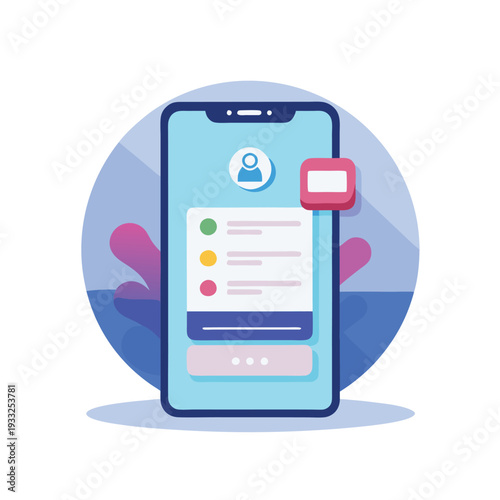 Mobile app showing user profile and checklist with notification popup