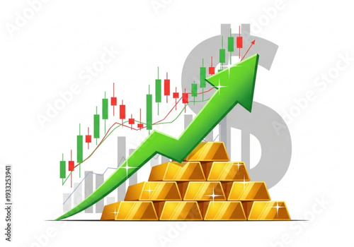 Gold bar investment economic growth and market trend illustration
