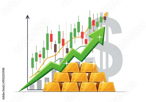 Precious metal market increase vector with financial data graph