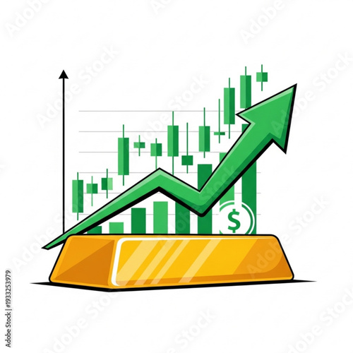 Precious metal market increase vector with financial data graph